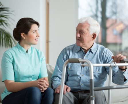 Elderly,Sick,Man,Meeting,With,His,Young,Pretty,Nurse