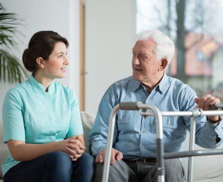 Elderly,Sick,Man,Meeting,With,His,Young,Pretty,Nurse