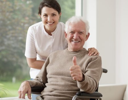 Old,Man,On,Wheelchair,Holding,Thumb,Up